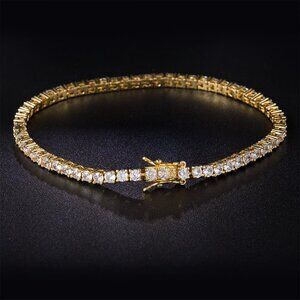 Luxury Gold Tennis Bracelet with Sparkling CZ Diamonds – 7.5” Elegant Jewelry